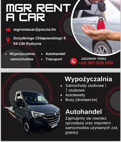 MGR Rent a Car Wypożyczalnia autolawet , samochodów osobowych ,dostawczych ,lawet